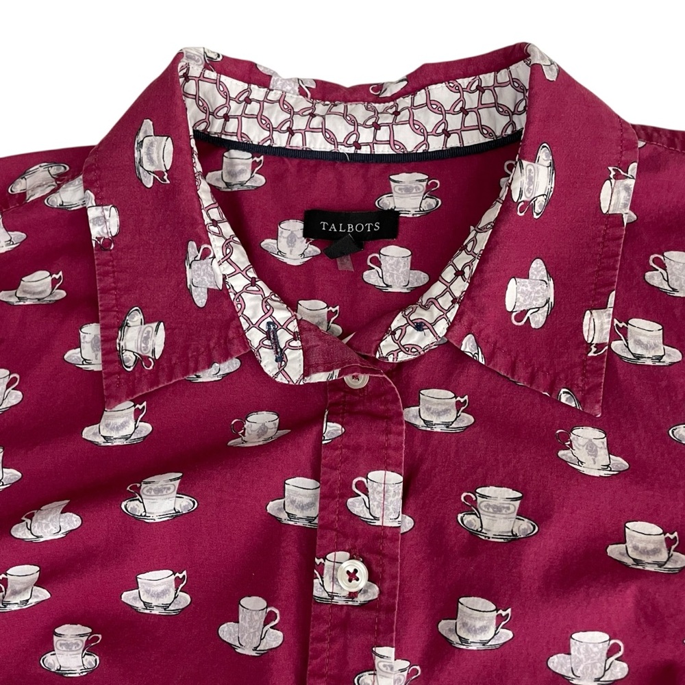 Talbots Burgundy Tea Time Button Front Shirt Tea … - image 5